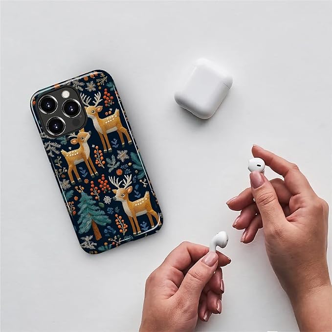 Case for iPhone 13 Pro Case,Cute Christmas Reindeer Design - Hybrid Dual Protection Silicone + Hard PC Shockproof Full Body Cover Slim Anti-Scratch Protective Case for Men Women