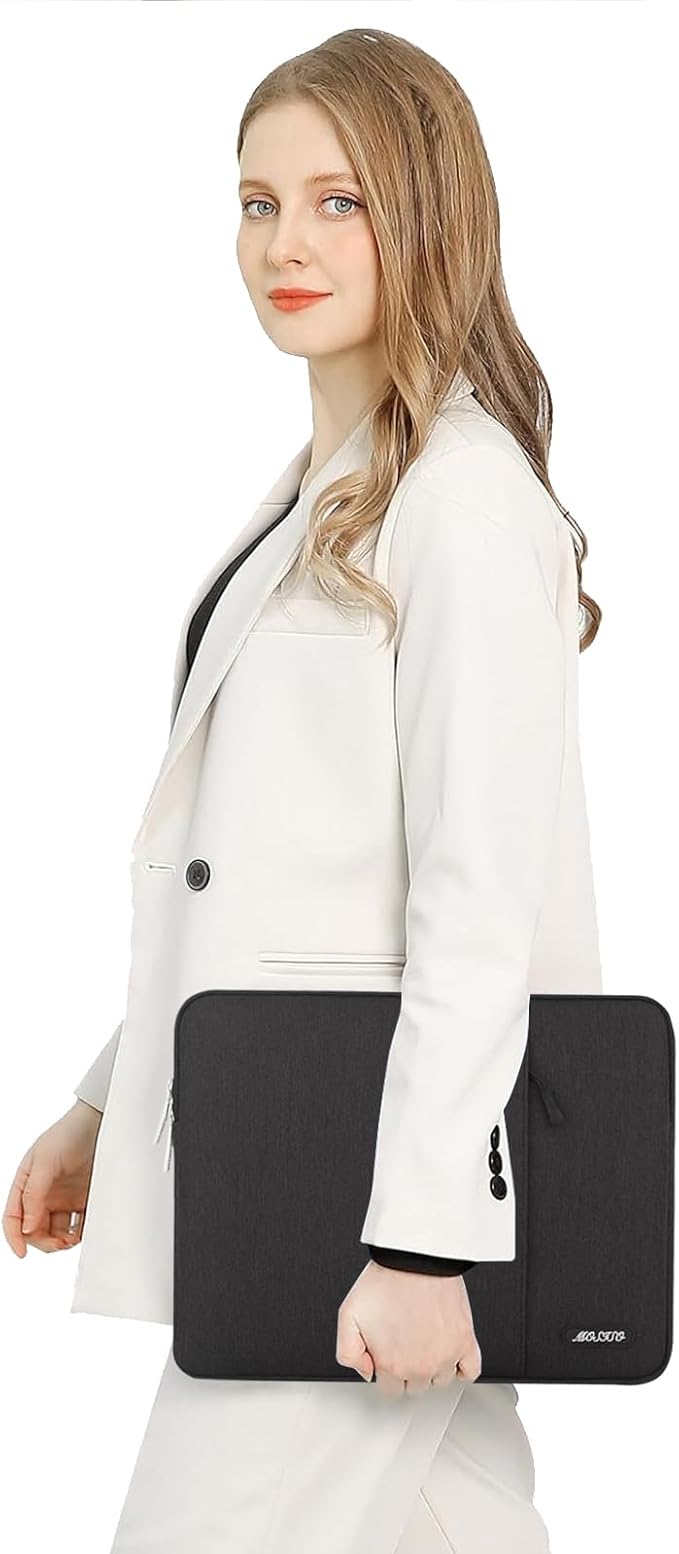 MOSISO Laptop Case 16 inch, 15-15.6 inch Laptop Sleeve Compatible with MacBook Pro 16 M4 M3 M2 M1, HP Acer Dell Lenovo ASUS Notebook, Polyester Vertical Computer Sleeve Bag with Pocket, Black