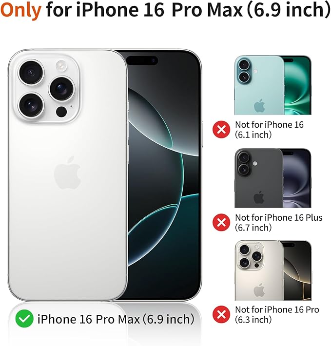 Magnetic for iPhone 16 Pro Max Liquid Silicone Case, Compatible with MagSafe, Heart Dot Case, [Full Camera Protection] Shockproof Phone Case with Soft Anti-Scratch Microfiber Lining