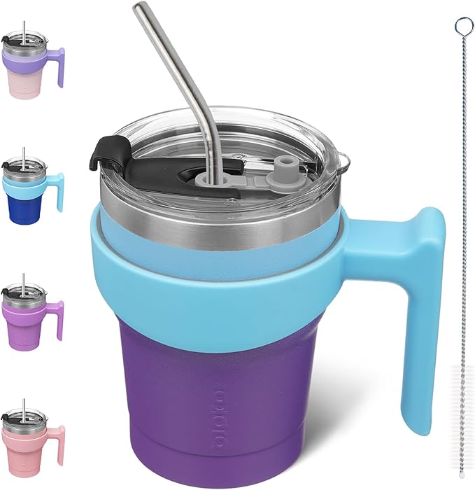 BJPKPK Tumbler With Handle 10oz Stainless Steel Insulated Tumbler With Lid And Straw For Water Or Ice Coffee,Ocean Dream