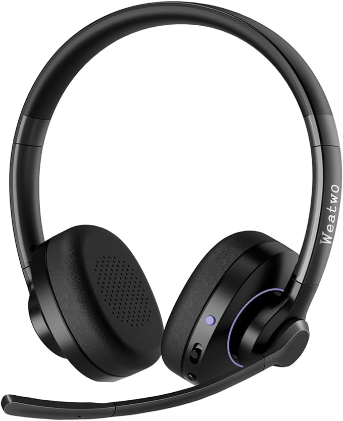 Bluetooth Headset with Noise Cancelling Microphone & Mic Mute, 30H+ Talking Time Wireless Headset V5.1 Bluetooth Headphone for Work/Ms Teams/Zoom/Cell Phone/Laptop/Call Center/Office/Home