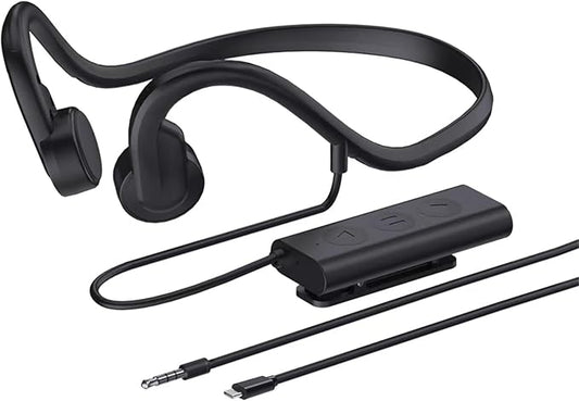 Wired Bone Conduction Bluetooth Headphones with 3.5Mm/Typec Wires,Open-Ear Bluetooth 5.3 Headphones with Microphone, IP68 Waterproof Earphones for Cycling Workout Hiking