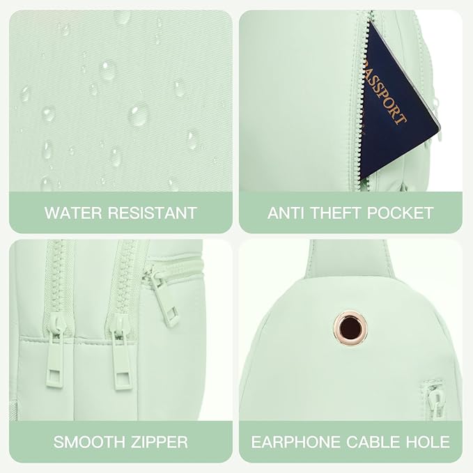 Quilted Puffer Crossbody Bags for Women Small Puffy Sling Bag Lightweight Cross Body Bubble Purse Shoulder Bag for Travel (Light Green)