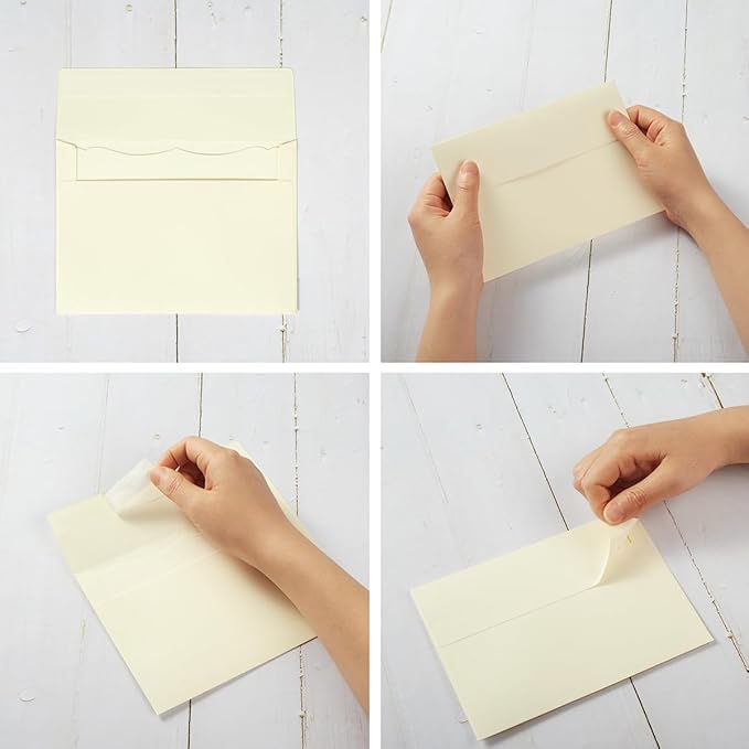100 Pack A7 Envelopes with Colorful Blank 5 x 7 Cards Self-Adhesive Business Envelopes Invitations Cards Envelopes (Cream, A7)