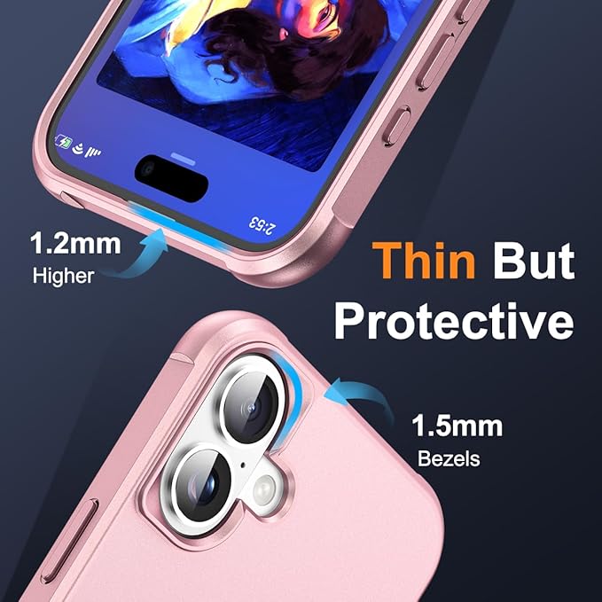 Compatible with iPhone 17 Case with Invisible Magnetic O-Ring Stand Military-Grade Phone Case for iPhone 17 6.3" [Compatible with Mag-Safe][Great Grip Feeling], Rose Gold
