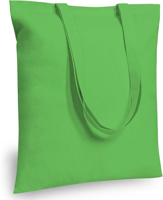 TOPDesign 24-Pack Economical 16"x15" Lime Green Cotton Tote Bag, Lightweight Medium Reusable Grocery Shopping Cloth Bags, Suitable for DIY, Advertising, Promotion, Gift, Activity