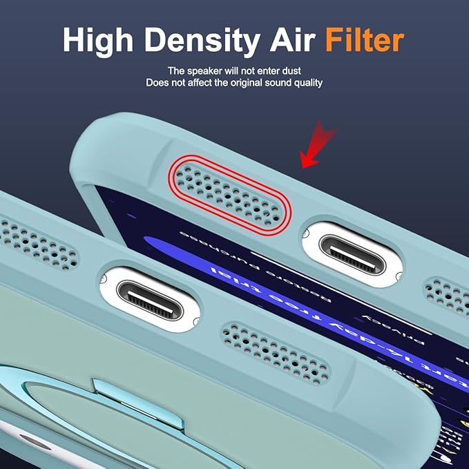 Compatible with iPhone 17 Pro Case with Invisible Magnetic O-Ring Stand Military-Grade Translucent Phone Case for iPhone 17 Pro 6.3" [Compatible with Mag-Safe][Great Grip Feeling], Blue