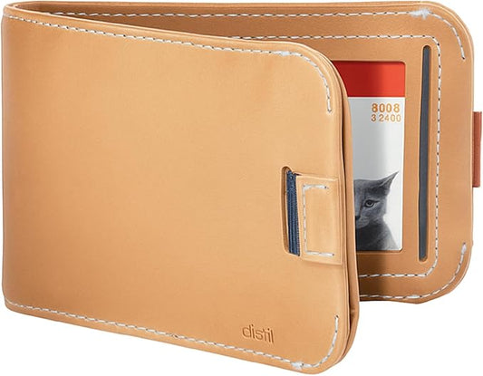 Distil Union Wally Bifold 5.0 Premium RFID Wallet with Titanium Money Clip - Slim Bifold Wallet for Men, Full Grain Leather, Minimalist RFID Card Holder - Holds 14 Cards & 30 Bills - Vege-Tan