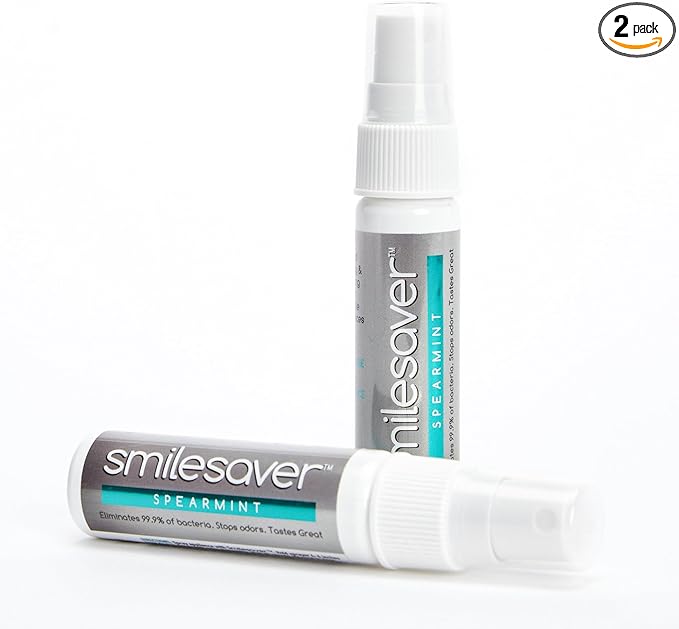 Smilesaver Retainer Cleaner Spray – Invisalign, Mouth Guard, and Denture Cleaner – Quick Oral Care for Aligner & Retainer Hygiene – Natural, Portable & Minty Fresh Oral Care Products (1oz) (Pack of 2)