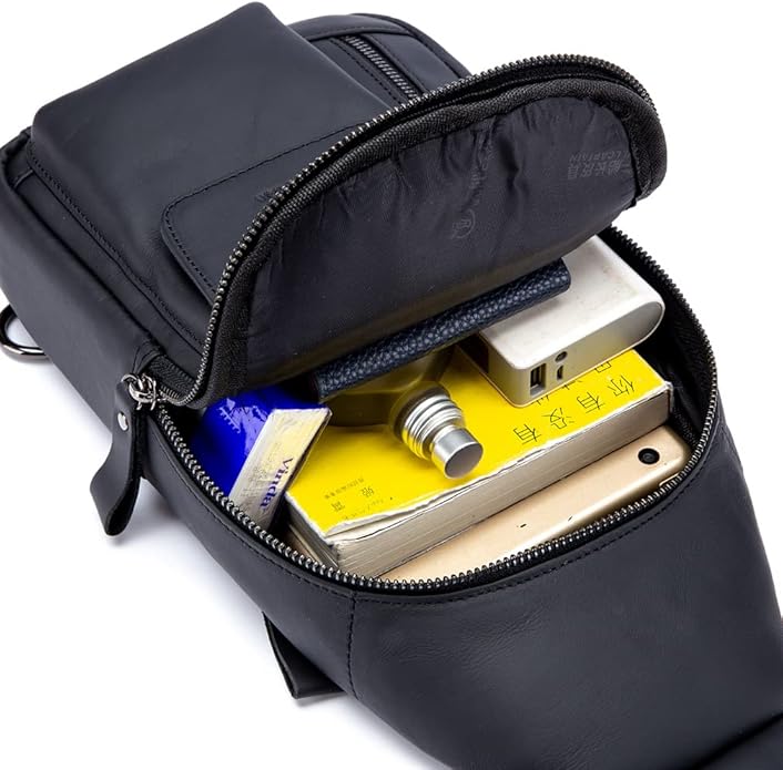 KPYWZER Vintage Leather Sling Bag Backpack for Men Crossbody Shoulder Chest Day Pack Backpacks