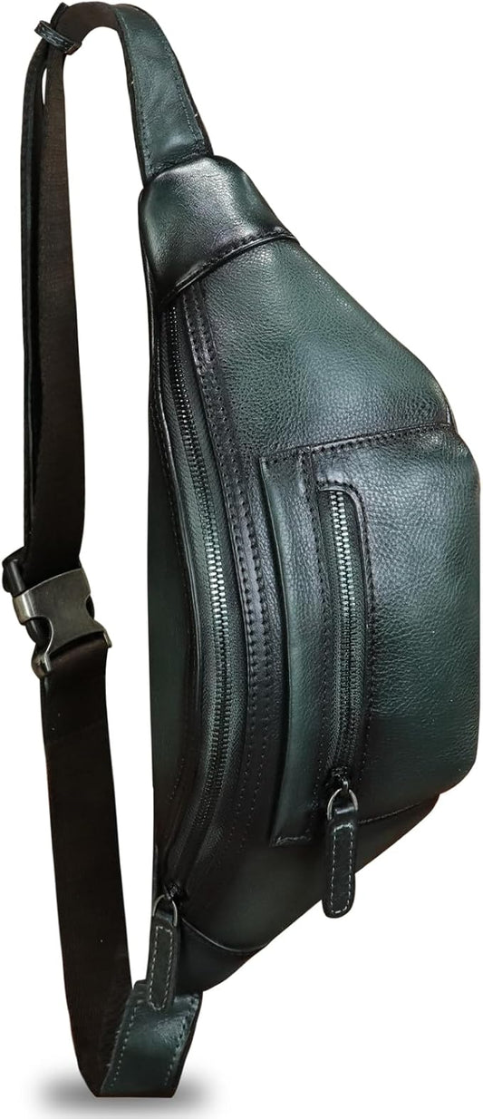 Genuine Leather Fanny Pack for Men and Women Vintage Handmade Leather Waist Bag Sling Bag Sling Backpack Purse Hip Crossbody Bag (Darkgrey)