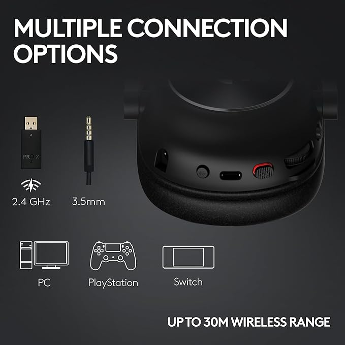 Logitech G PRO X 2 Lightspeed Wireless Gaming Headset: Wireless Gaming Headphones with Mic, 50mm Graphene Drivers, 2.02.0—7.1 Surround, Bluetooth/USB/3.5mm Aux, for PS4/PS5/PC/Nintendo Switch - White