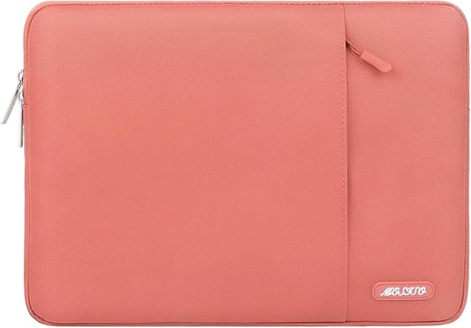 MOSISO Laptop Case 13.3 inch, 13-13.3 inch Laptop Sleeve Compatible with MacBook Air/Pro 13 / Pro 14, HP Dell ASUS Lenovo Notebook, Polyester Vertical Computer Sleeve Bag with Pocket, Coral