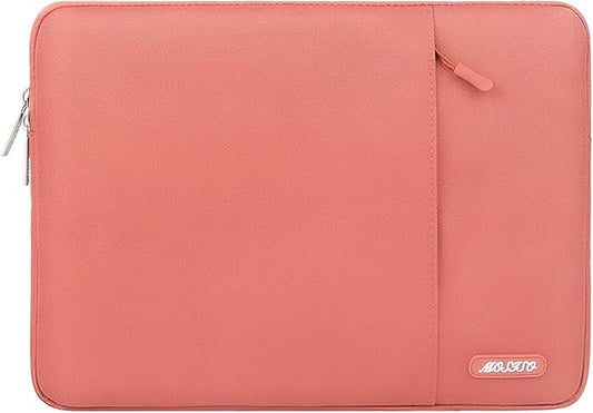 MOSISO Laptop Case 13.3 inch, 13-13.3 inch Laptop Sleeve Compatible with MacBook Air/Pro 13 / Pro 14, HP Dell ASUS Lenovo Notebook, Polyester Vertical Computer Sleeve Bag with Pocket, Coral