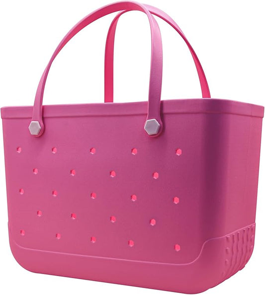 X-Large Waterproof Sandproof Rubber Beach Tote Bag with Zipper Pocket and Phone Kickstand Cup