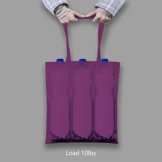 TOPDesign 24-Pack Economical 16"x15" Purple Cotton Tote Bag, Lightweight Medium Reusable Grocery Shopping Cloth Bags, Suitable for DIY, Advertising, Promotion, Gift, Activity