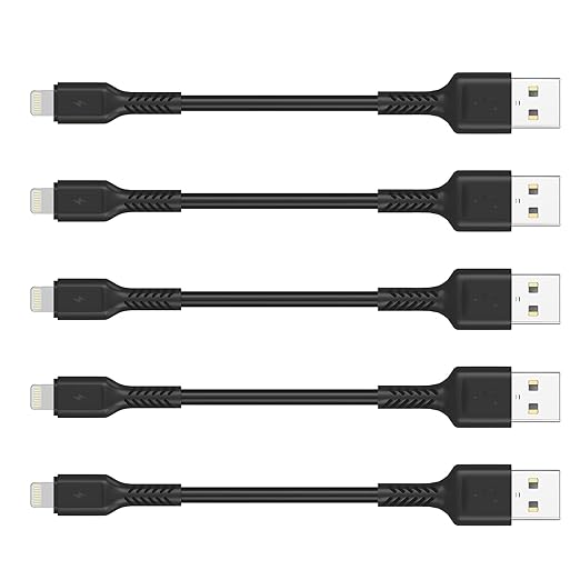 ULIFTUS 4 inch iPhone Charging Cable Short USB to Lightning Cable Small iPhone Charger Cord 5 Pack -Black