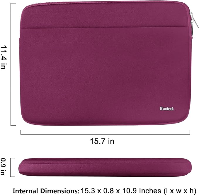 Laptop Sleeve 15.6 inch, Shockproof Protective Notebook Case with Accessory Pocket, Briefcase Carrying Laptop Bag for 15.6" HP, ASUS, Dell, Lenovo, Acer, Rose Red