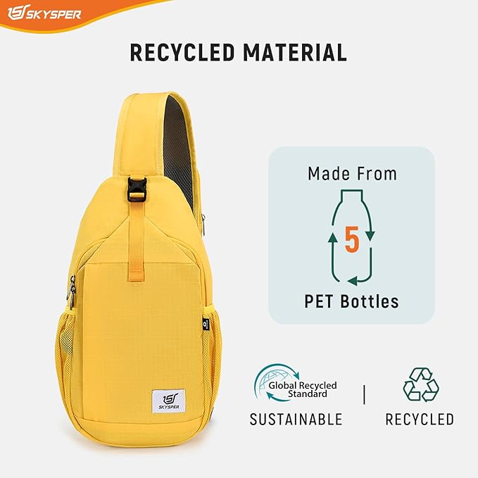 SKYSPER Sling Bag RFID Cross Body Bag Recycled Crossbody Backpack Travel Daypack