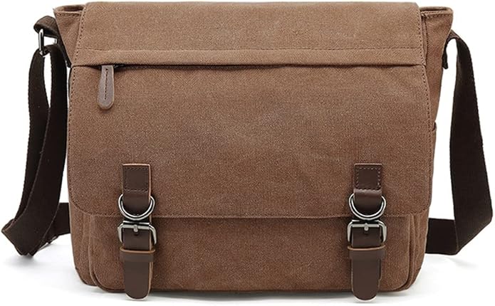 Sechunk Canvas Vintage Messenger Bag Shoulder bag Leather Large Travel Crossbody bags for men women 15inch Laptop