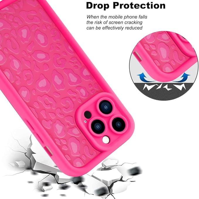 KANGHAR Case for iPhone 13 Pro Leopard Printed Pattern Cute Cheetah Phone Case Soft TPU Shockproof Protective Cover for iPhone 13 Pro 6.1 Inch Hot Pink