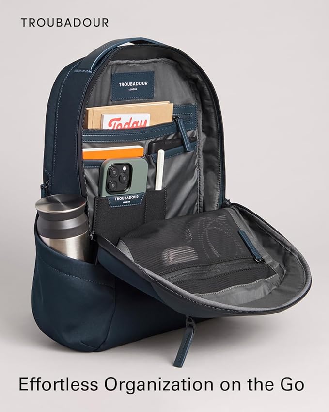 Troubadour Apex 3.0 Compact - 16L Premium Laptop Backpack - Ergonomic & Water Resistant - Designed for Work and Travel - Navy