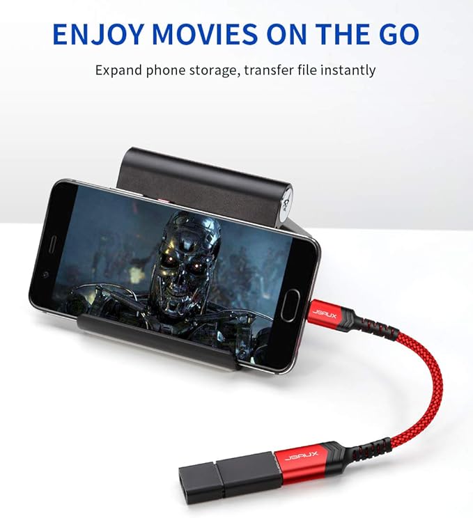 JSAUX USB C to USB Adapter [2 Pack], Type C 3.0 OTG Cable On The Go Type C Male to USB A Female Adapter Compatible with MacBook, iPhone 16 Pro Max/16 Plus/16e/15, Samsung Galaxy S25/S24/S23-Red