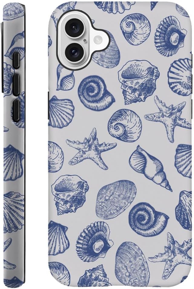 DAIZAG Case Compatible with for iPhone 16,Cute Blue Seashell Phone Case for iPhone 16 for Girl Women Boy Men