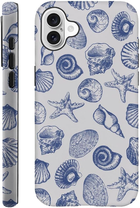 DAIZAG Case Compatible with for iPhone 16 Plus,Cute Blue Seashell Phone Case for iPhone 16 Plus for Girl Women Boy Men