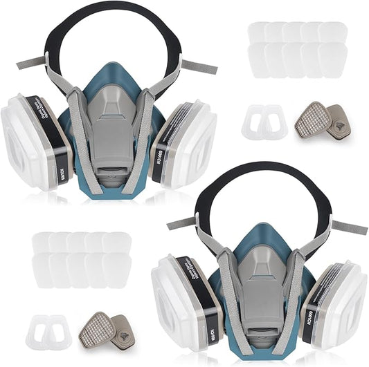 Reusable Respirator Mask with Filters 6001, Half Face Gas Mask For Chemical Spraying Painting Welding Construction