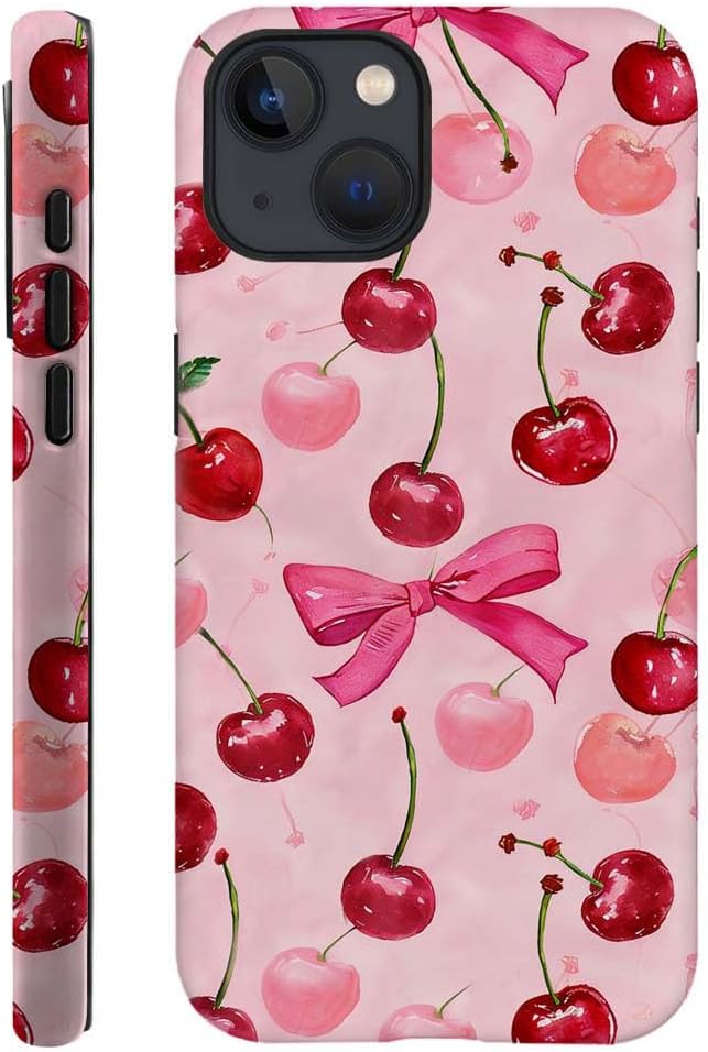 DAIZAG Case Compatible with for iPhone 15,Cherry Pink Bow Ribbon Phone Case for iPhone 15 for Girl Women Boy Men