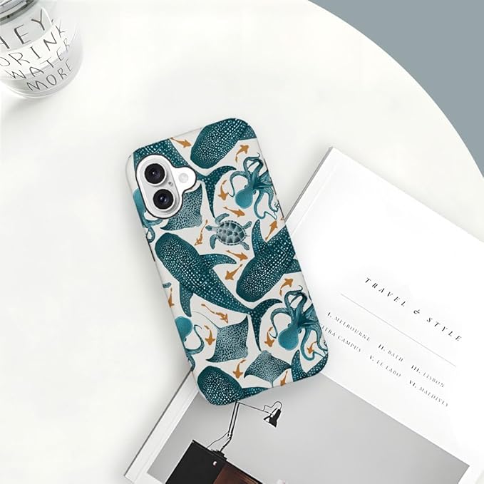 DAIZAG Case Compatible with for iPhone 16,Octopus Turtle Manta Ray Whale Phone Case for iPhone 16 for Girl Women Boy Men