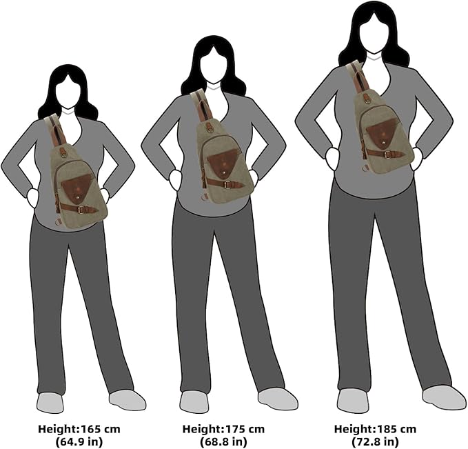 KL928 Canvas Sling Bag Crossbody Backpack Shoulder Casual Rucksack for Men Women,Olive Green