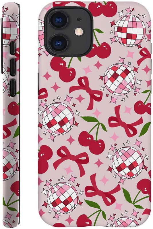 DAIZAG Case Compatible with for iPhone 11,Cute Pink Cherry Disco Ribbon Star Phone Case for iPhone 11 for Girl Women Boy Men