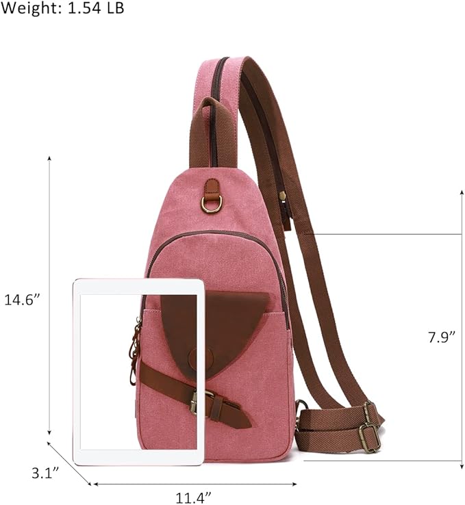 KL928 Canvas Sling Bag Crossbody Backpack Shoulder Casual Rucksack for Men Women,Rust Red
