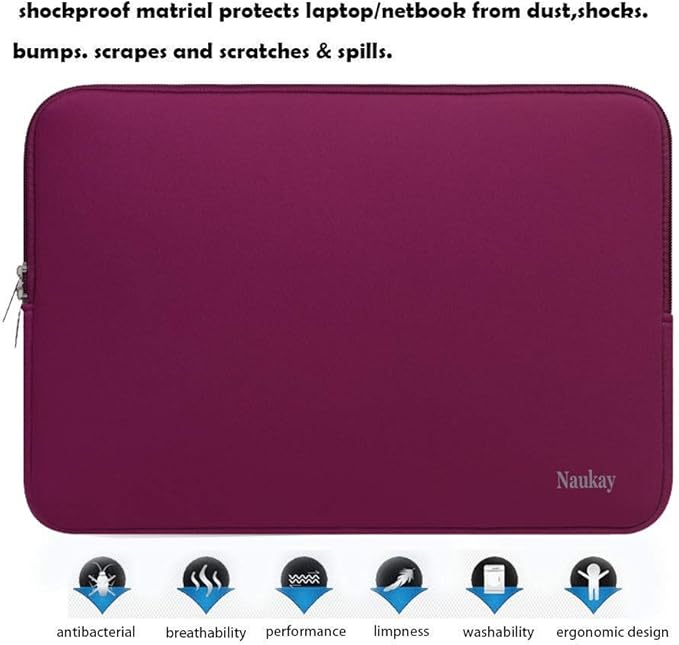 Laptop Sleeve,13-13.3 Inch Resistant Neoprene Laptop Sleeve/Notebook Computer Pocket Case/Tablet Briefcase Carrying Bag Compatible with MacBook Pro,MacBook Air,Notebook Computer-(Wine Red)