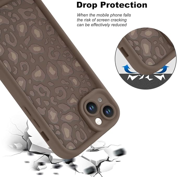 KANGHAR Case for iPhone 15 Plus Leopard Printed Pattern Cute Cheetah Phone Case Soft TPU Shockproof Protective Cover for iPhone 15 Plus 6.7 Inch Brown