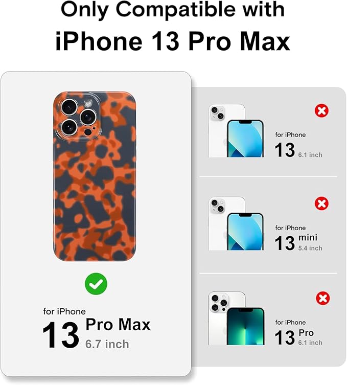 Phone Case for iPhone 13 Pro Max Case Rusty Tortoiseshell Print TPU Slim Phone Cover for Women Girls Grily Brown Shockproof Phone Cover for iPhone 13 Pro Max, Tortoise Print