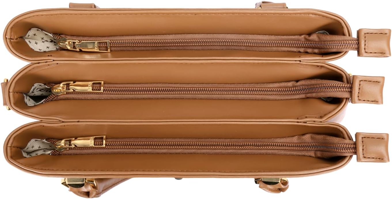 KKXIU Women Satchel Bags Handle Shoulder Handbags and Purses Pockets Zipper Leather Crossbody Bags