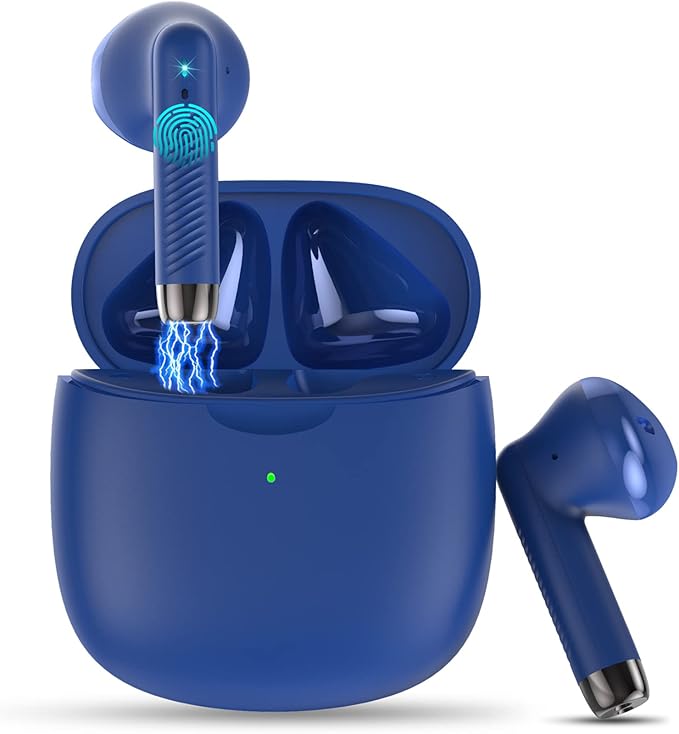 Wireless Earbuds, Bluetooth 5.4 Earbuds Stereo Bass, Bluetooth Headphones in Ear Noise Cancelling Mic, Earphones IP7 Waterproof Sports, 32H Playtime USB C Charging Case Blue Ear Buds for Android iOS