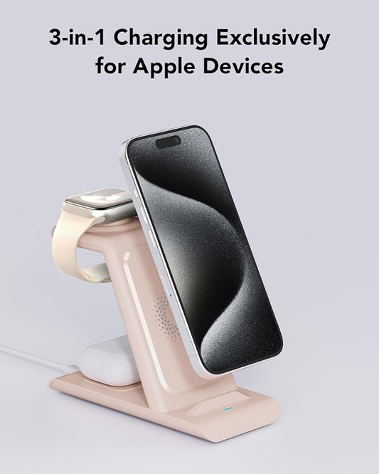 HATALKIN 3 in 1 Wireless Charging Station Compatible for Apple Products Multiple Devices Charger for Apple Watch Ultra 11 10 9 8 7 SE AirPods Pro iPhone 17 16 15 14 13 Pro Max/X/XS Fast Charger Stand