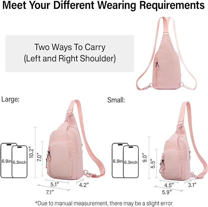 Hanke Crossbody Sling Bag for Women Men, Casual Cross Body Sling Bags, Lightweight Chest Bag for Outdoor Hiking Travel