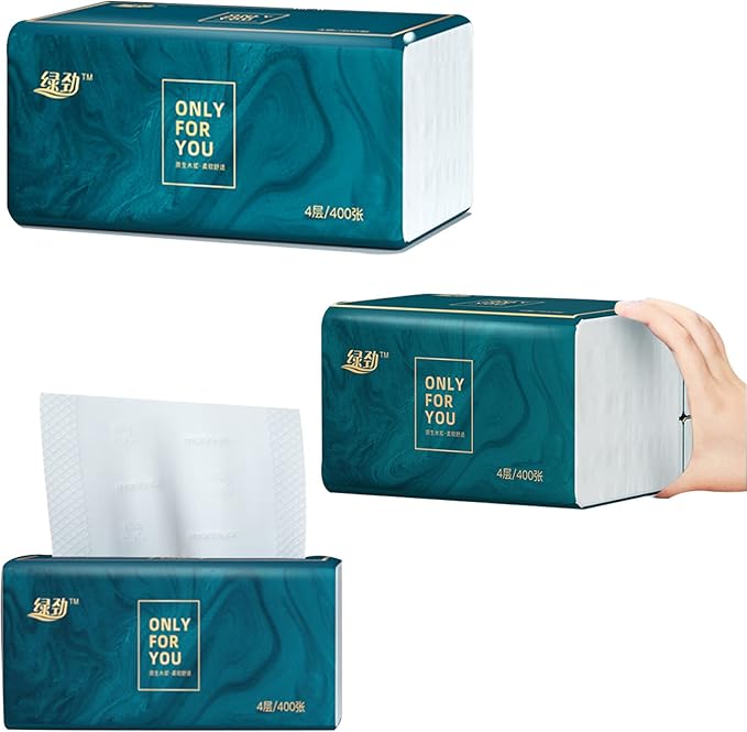 8 Packs Disposable Facial Tissue, Toilet Paper, Native Wood Pulp Fiber Material, Soft Facial Napkin, White Facial Paper Tissue, 4-Ply, 400 Sheets per Pack