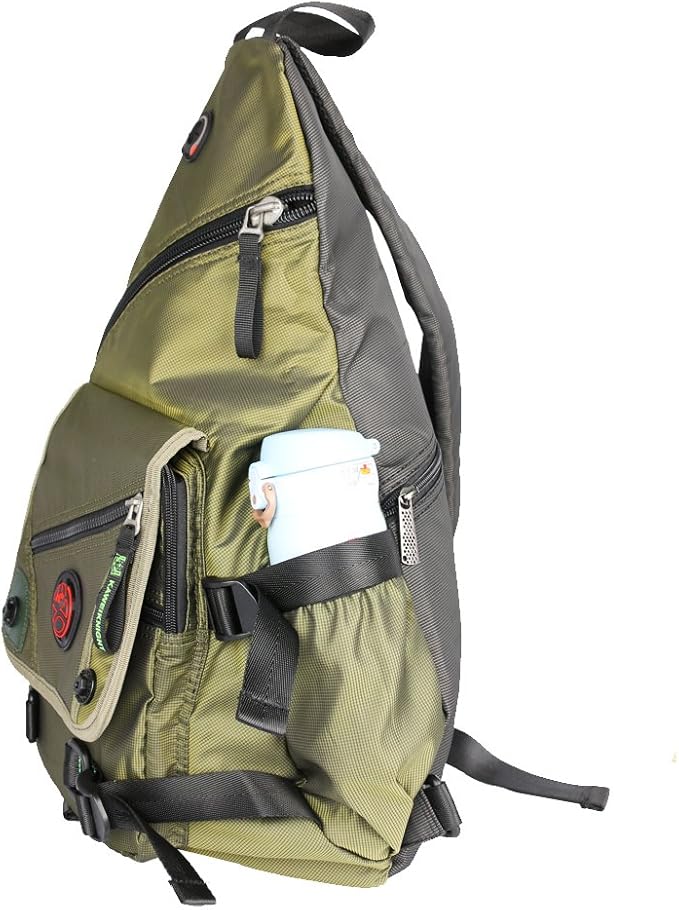 Large Sling Bag Laptop Backpack Cross Body Messenger Bag Shoulder Travel Rucksack (A-Green)