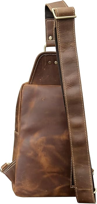 Genuine Leather Sling Bag for Men Women Backpack Chest Shoulder Satchel Crossbody Bags Casual Outdoor Daypack