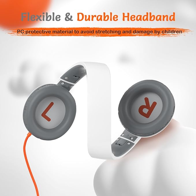 Kids Wired Headphones with Microphone, Volume Limited to 85/94dB Earphone for Boys & Girls, Foldable 3.5mm Jack Headset for School & Travel, Includes Portable Case