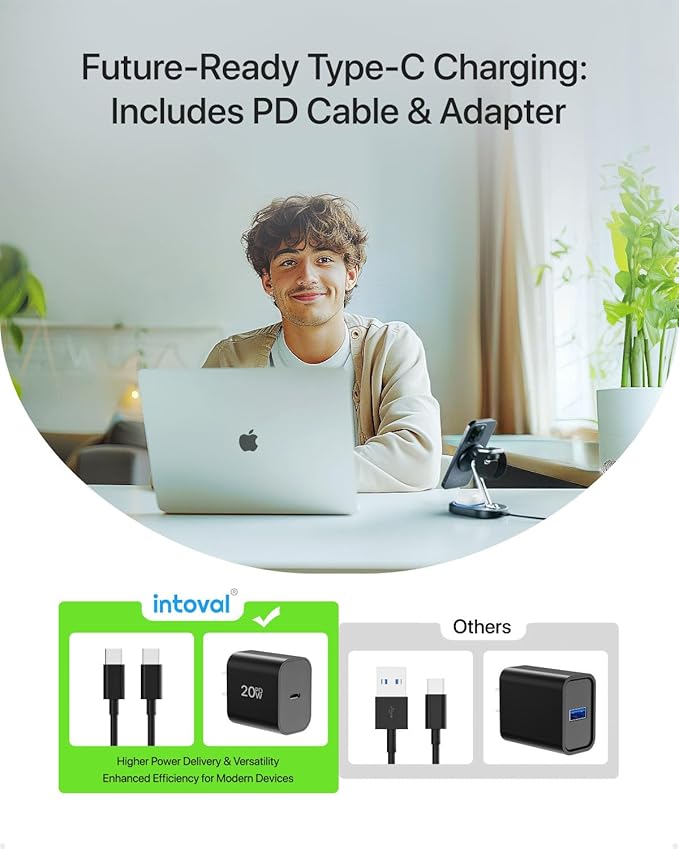 Charging Station for MagSafe Charger,Wireless Charging Station for iPhone MagSafe Charger,Intoval 3 in 1 Fast Magnetic Stand for iPhone 16/15/14/13 Apple Watch 10, Airpods. (Black)