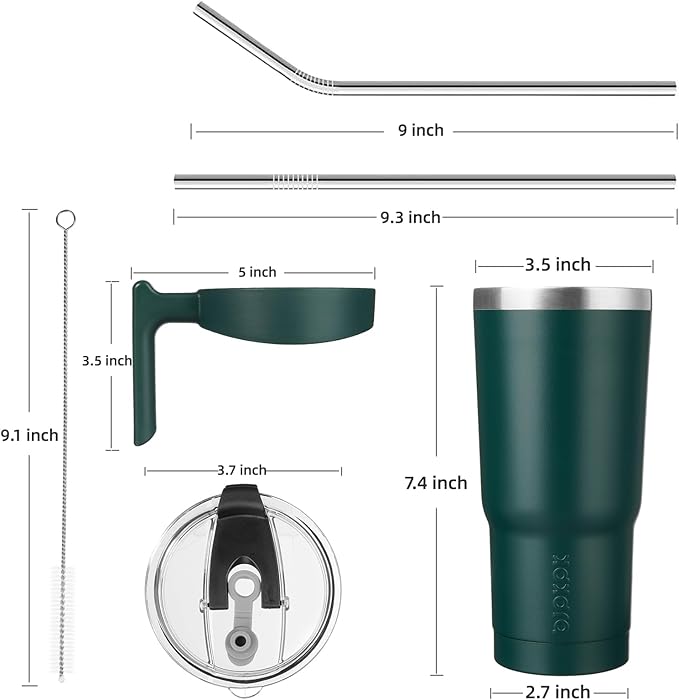 BJPKPK 20 oz Tumbler With Handle Stainless Steel Insulated Tumbler With Lid And Straw Travel Coffee Cups For Women And Men,Army Green