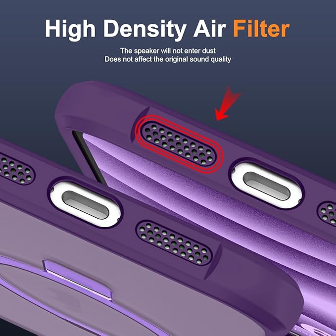 Compatible with iPhone 16 Case with Invisible Magnetic O-Ring Stand Military-Grade Translucent Case for iPhone 16 6.1" [Compatible with Mag-Safe][Great Grip Feeling], Purple