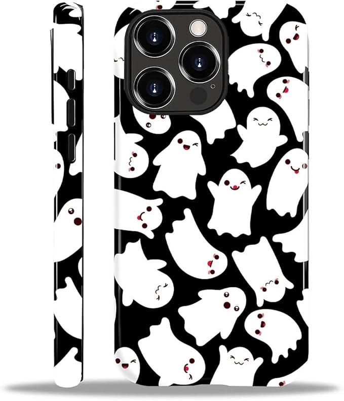Case for iPhone 12 Pro Max Case,Halloween Ghosts Bats Design - Hybrid Dual Protection Silicone + Hard PC Shockproof Full Body Cover Slim Anti-Scratch Protective Case for Men Women